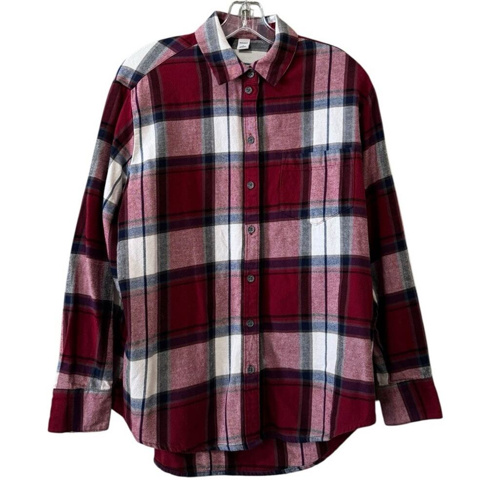 Old Navy Women Size Small Button‎ Down Flannel Shirt Long Sleeve Cotton Plaid